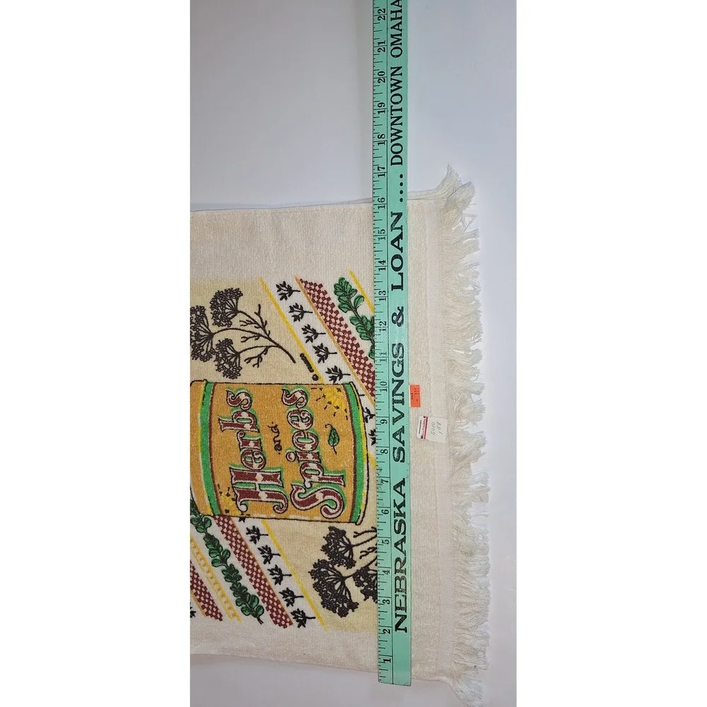 Vintage Herbs and Spices Kitchen Hand Towel Fringe Terry Cloth Made in USA Retro